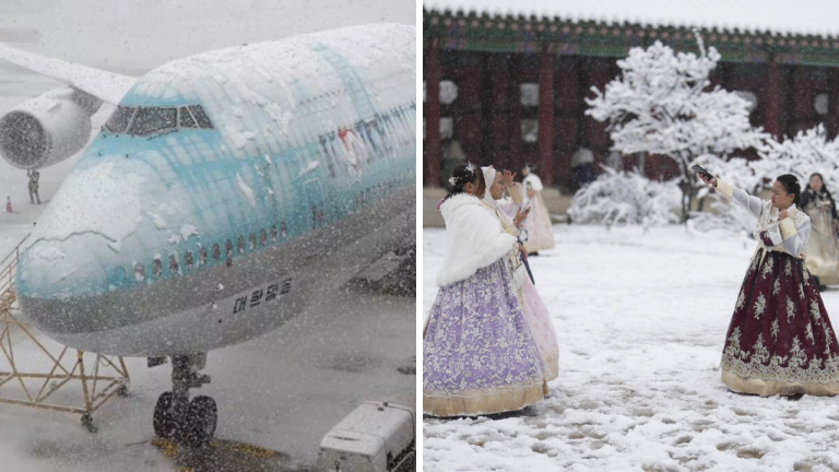 South Korea में 52 वर्षों में आया सबसे भयंकर बर्फीला तूफान, सैकड़ों उड़ानें रद्द
