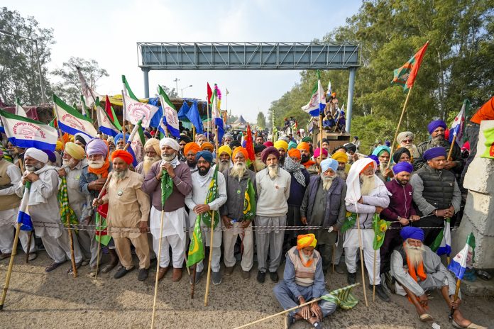 Farmers protest at Shambhu border