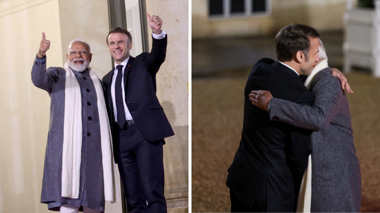 PM Modi France Visit: फ्रांस में प्रधानमंत्री मोदी का गर्मजोशी से स्वागत, राष्ट्रपति मैक्रों ने लगाया गले, आज AI शिखर सम्मेलन में होंगे शामिल