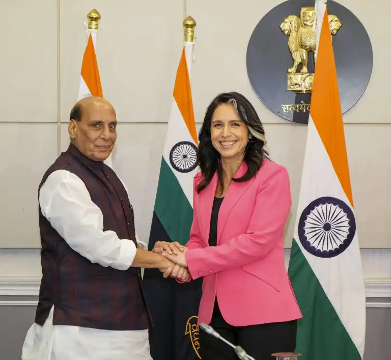 Rajnath Singh meet Tulsi Gabbard : तुलसी गबार्ड और राजनाथ सिंह की मुलाकात, दोनों देशों के बीच रक्षा संबंधों समेत कई महत्वपूर्ण मुद्दों पर चर्चा
